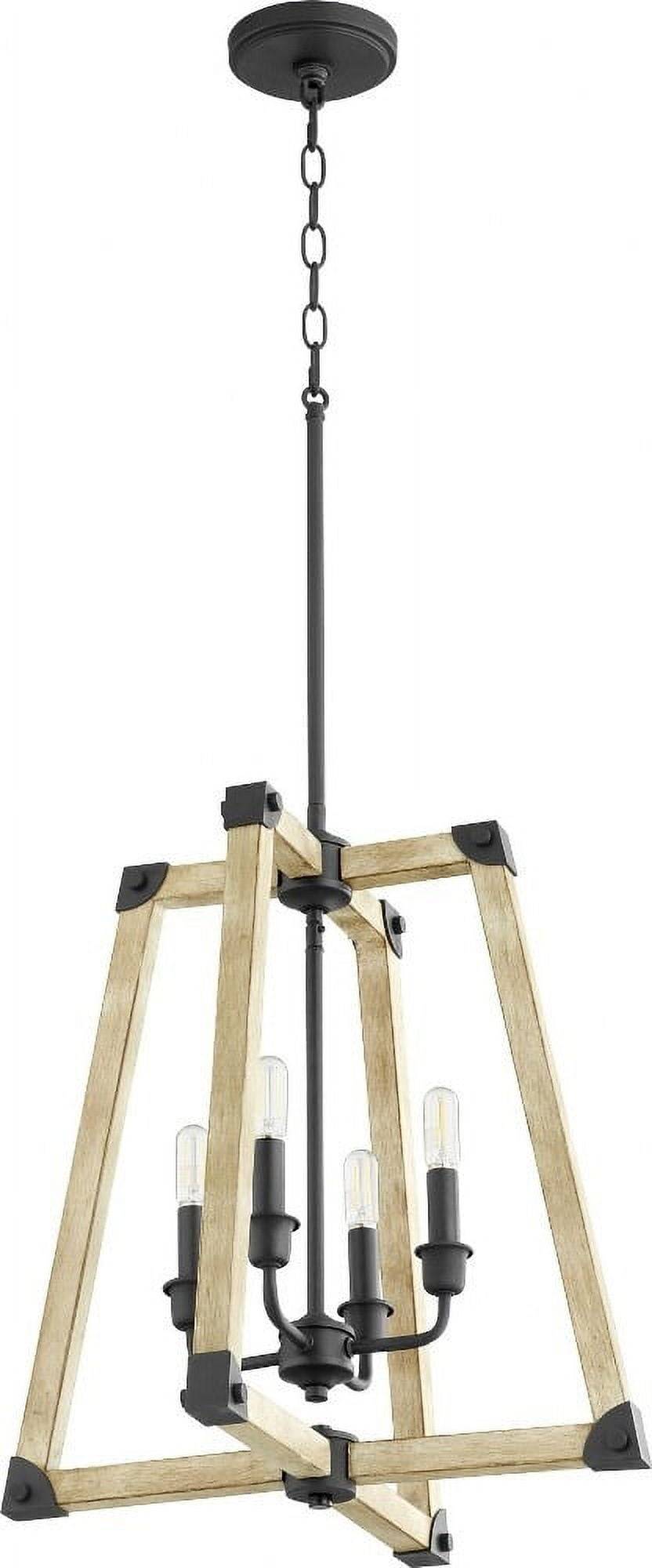 Quorum Lighting Alpine 4-Light Entry Pendant, Noir/Driftwood, 18 Width, 15.5 Height, Dry Rated
