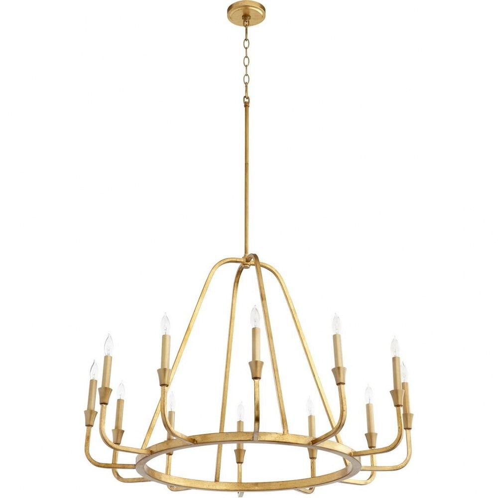 12 Light Chandelier In Traditional Style-25.75 Inches Tall And 36.5 Inches Wide-Gold Leaf Finish    -Traditional Installation Quorum Lighting
