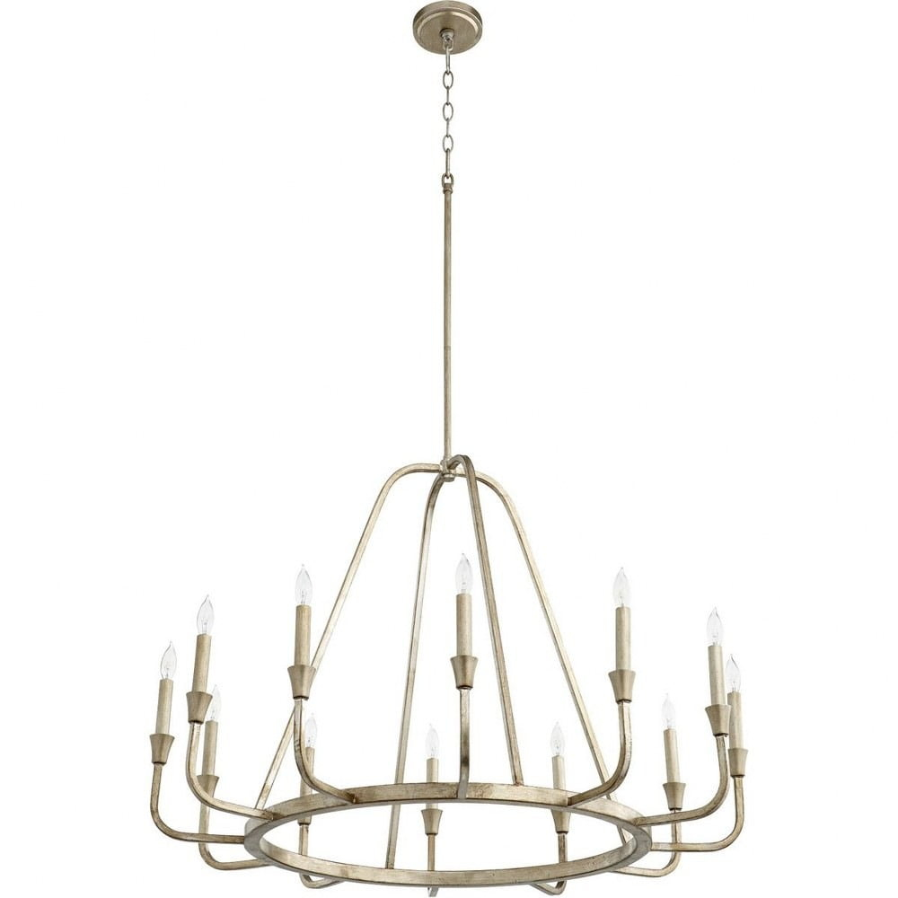 12 Light Chandelier In Traditional Style-25.75 Inches Tall And 36.5 Inches Wide-Aged Silver Leaf Finish    -Traditional Installation Quorum Lighting