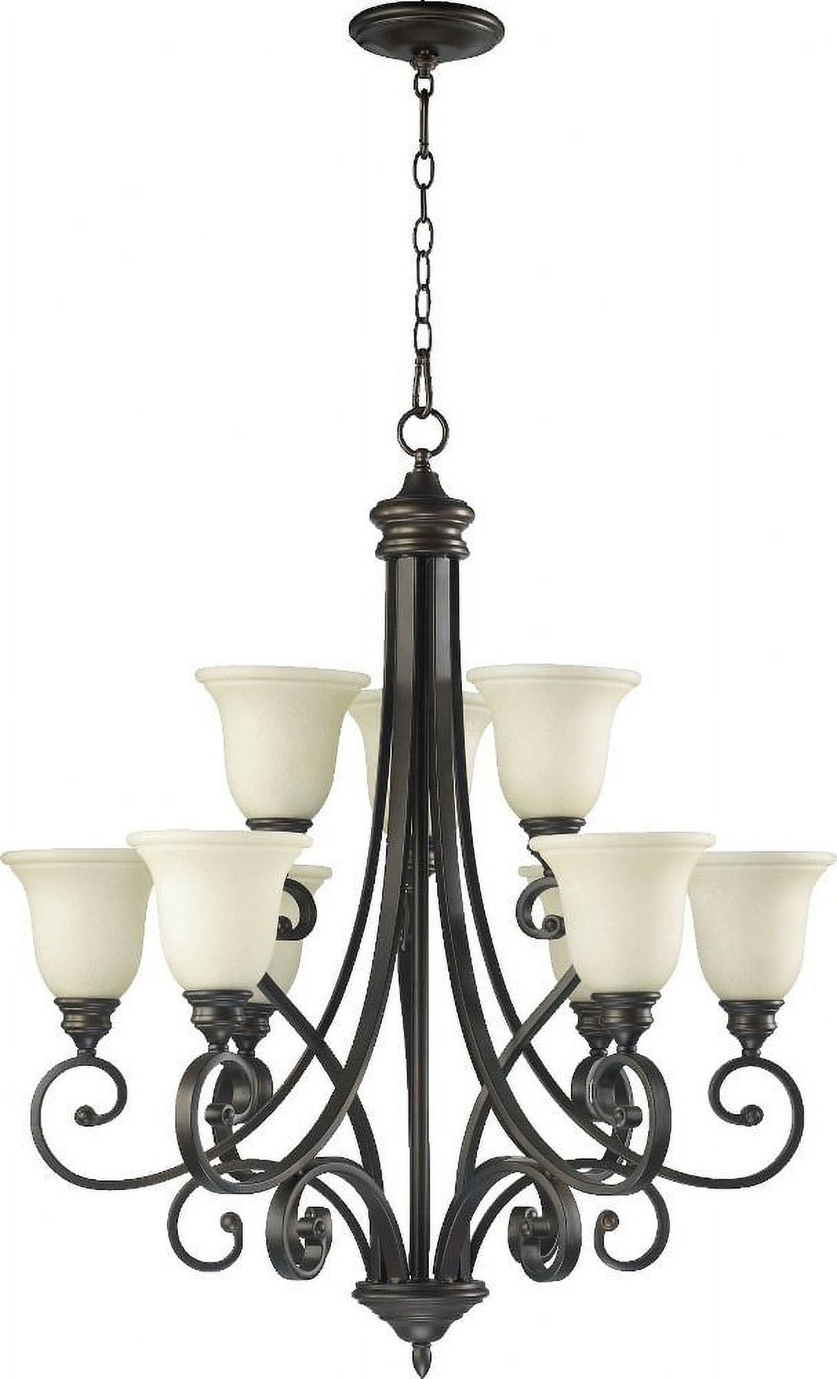 Quorum Lighting Bryant 9-Light Chandelier, Oiled Bronze, 31 Width, 36.25 Height
