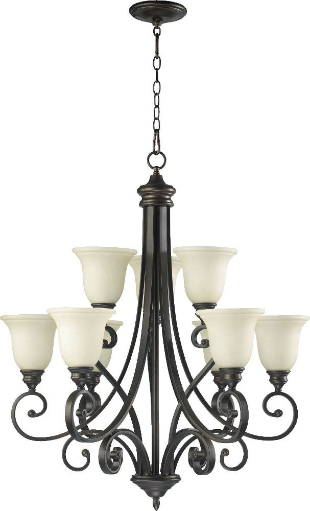 Quorum Lighting Bryant 9-Light Chandelier, Oiled Bronze, 31 Width, 36.25 Height