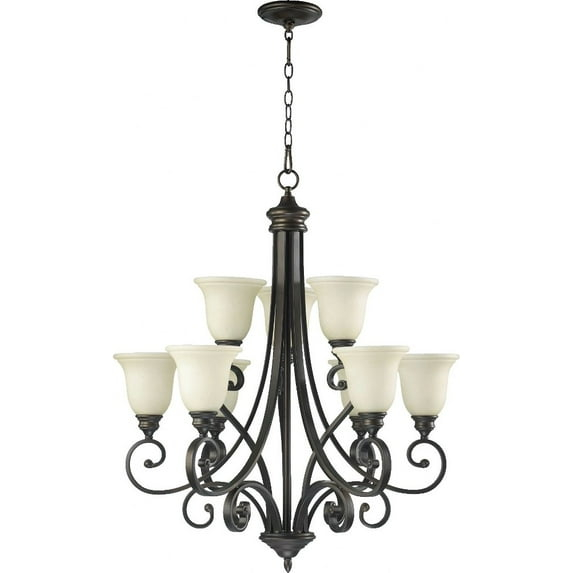Quorum Lighting Bryant 9-Light Chandelier, Oiled Bronze, 31 Width, 36.25 Height