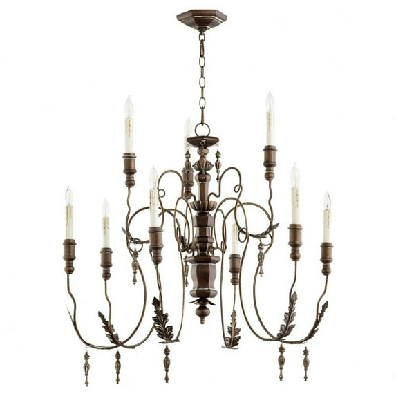 Quorum Lighting Salento 9-Light Chandelier, Vintage Copper, 32 Width, 34 Height