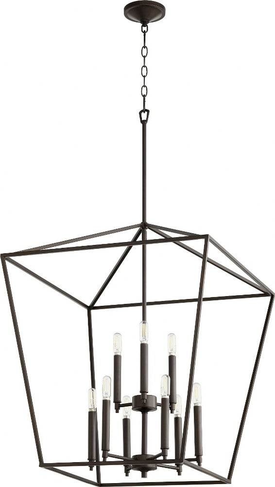 Quorum Lighting Gabriel 9-Light 2-Tier Entry Pendant, Oiled Bronze, 24W x 29.5H, Dry Rated
