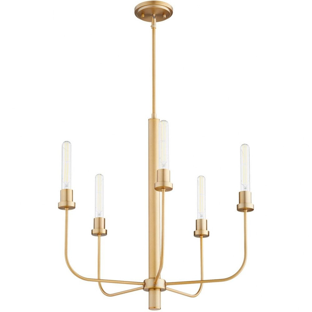 612-5-80-Quorum Lighting-Sheridan - 5 Light Chandelier In Soft Contemporary Style-25 Inches Tall and 24.5 Inches Wide-Aged Brass Finish