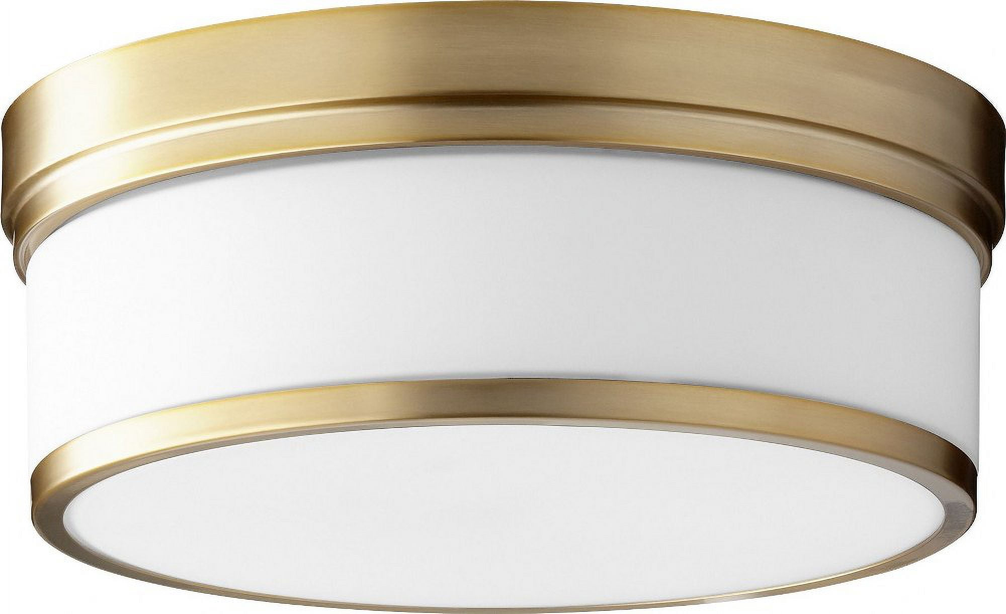 Quorum Lighting Celeste Glass Flush Mount, 3 Lights, Aged Brass, 14 Width, 5.5 Height