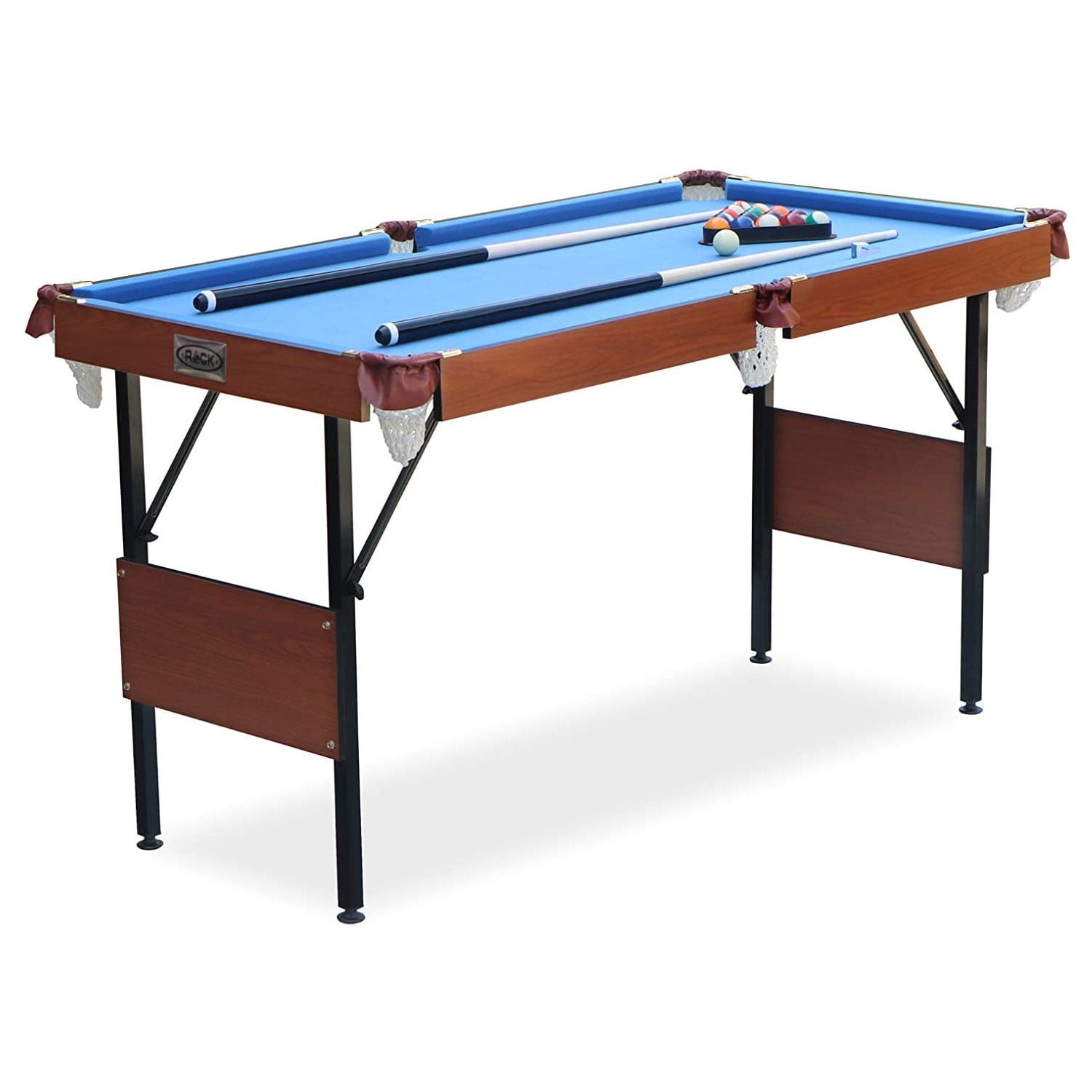 RACK Crux 55" Folding Classic Billiard Pool Table Multi Player Game, Blue