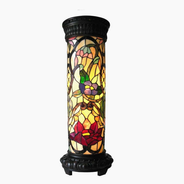 Chloe Lighting Roselle Tiffany-Glass 2 Light Floral Pedestal Light Fixture 30"Tall