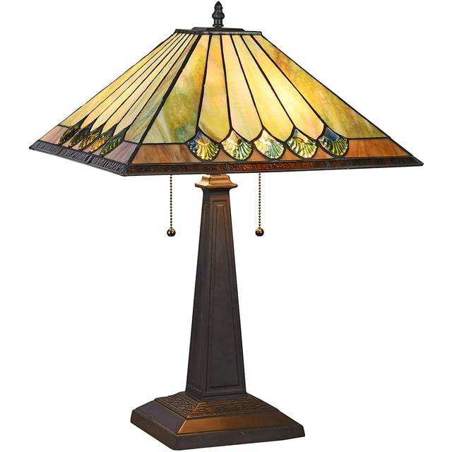 CHLOE Lighting GRAHAM Tiffany-style 2 Light Mission Table Lamp 16" Shade