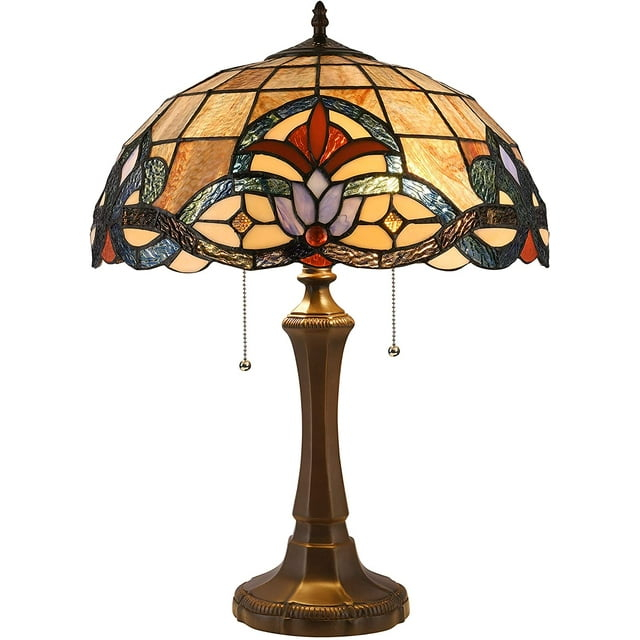 Chloe Lighting Ellington Tiffany-style Dark Bronze 2 Light Victorian Table Lamp 16inch Shade