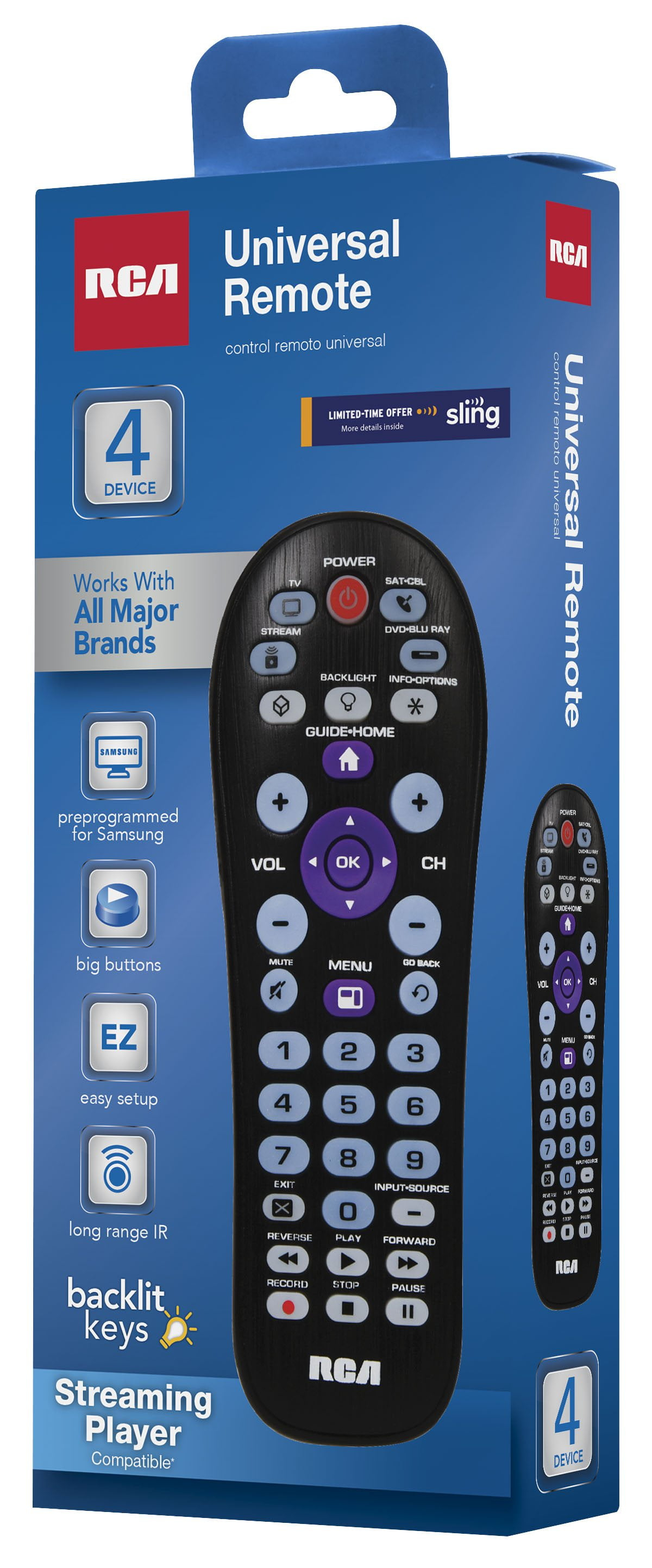 RCA 4-Device Universal Remote Streaming Player Compatible