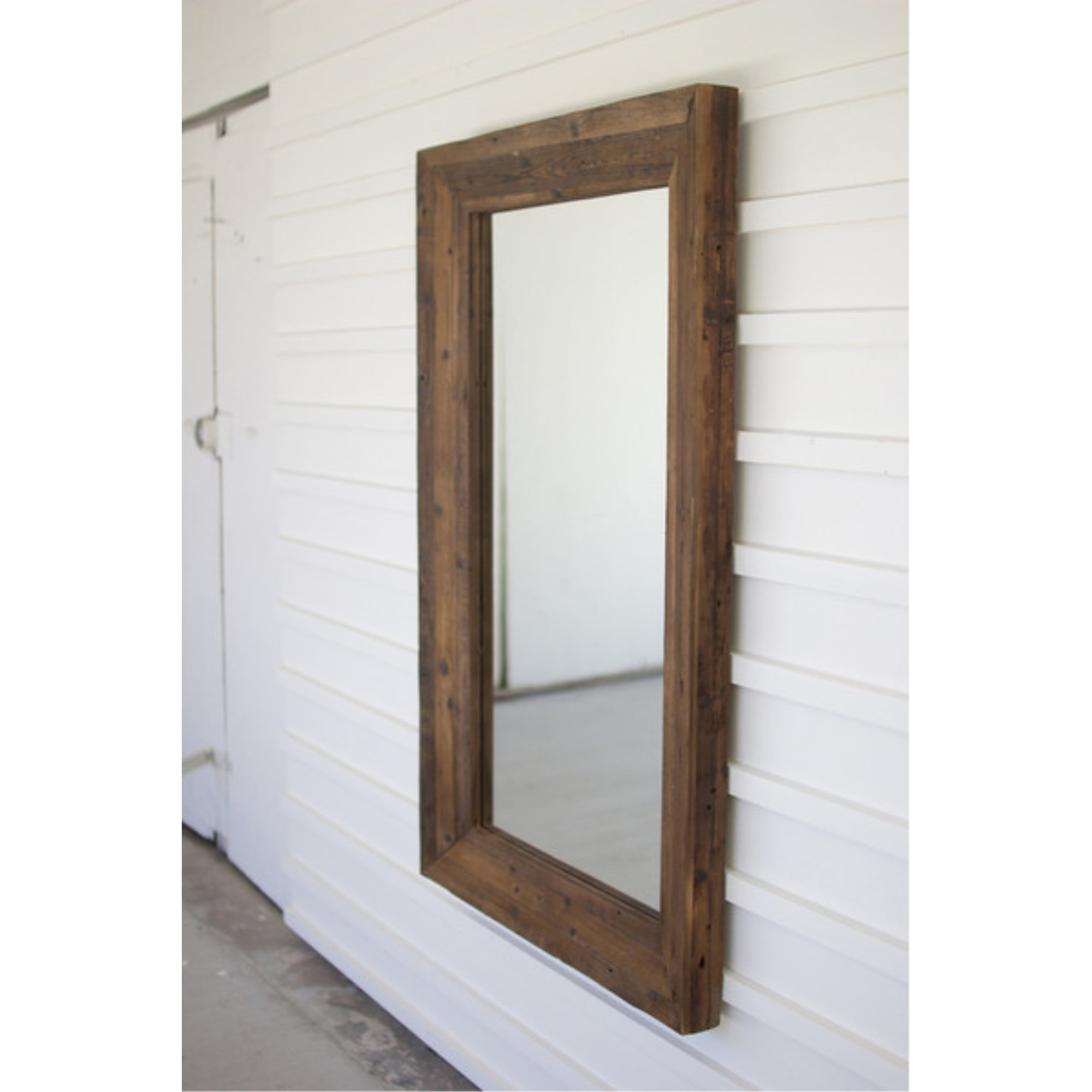RECYCLED RECTANGLE WOOD FRAMED MIRROR