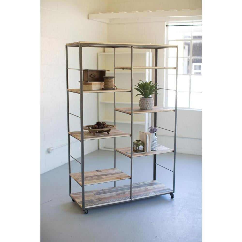 Kalalou Inc Recycled Wood And Metal Adjustable Shelving Unit