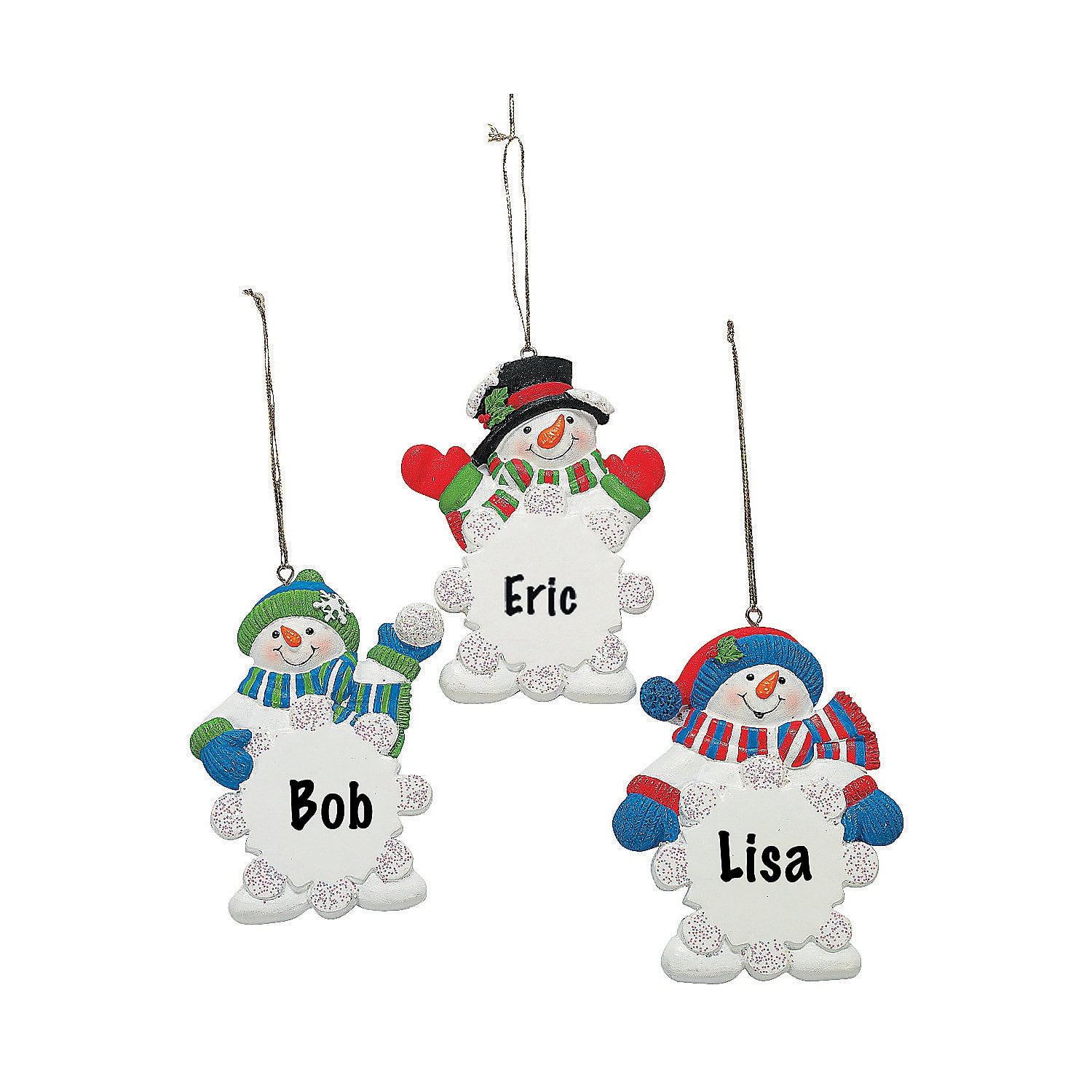 RESIN SNOWMEN SNOWFLAKE ORNAMENTS - Home Decor - 12 Pieces