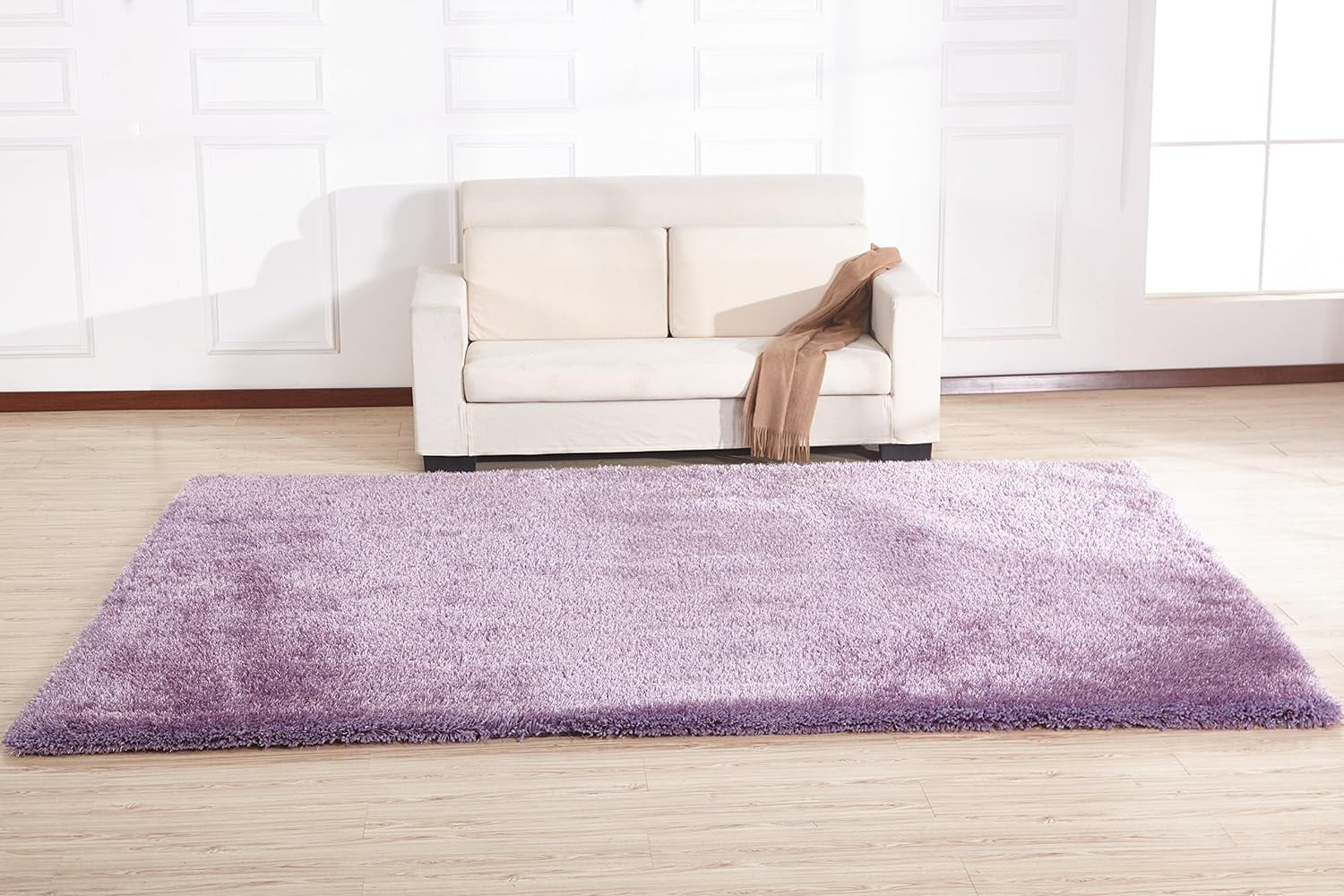 RINOLO Chubby Shaggy Hand Tufted Area Rug (Lavender, 5' x 7')