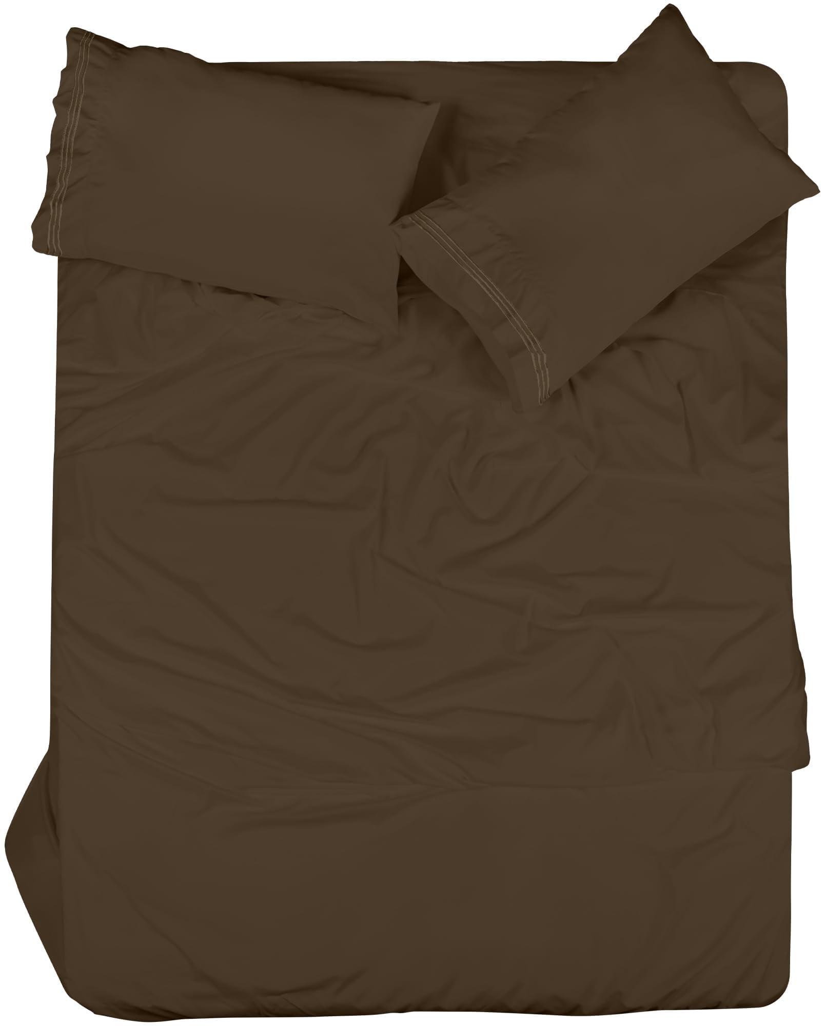ROYALE LINENS - 3 Piece Twin Bed Sheet - Soft Brushed Microfiber 1800 Bedding Set - 1 Fitted Sheet, 1 Flat Sheet, 1 Pillowcase -Wrinkle & Fade Resistant Luxury Sheet Set (Chocolate Brown, Twin)