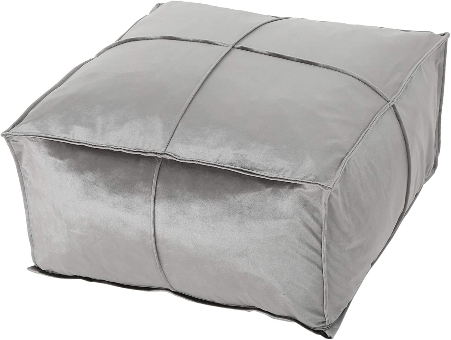 Cytheria Glam Velvet Square Bean Bag Ottoman, Smoke