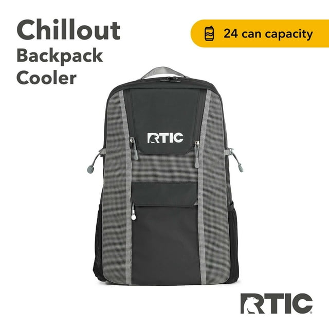 RTIC 24 Can Chillout Backpack Cooler, 2-in-1 Insulated with Extra Pockets, Black & Graphite