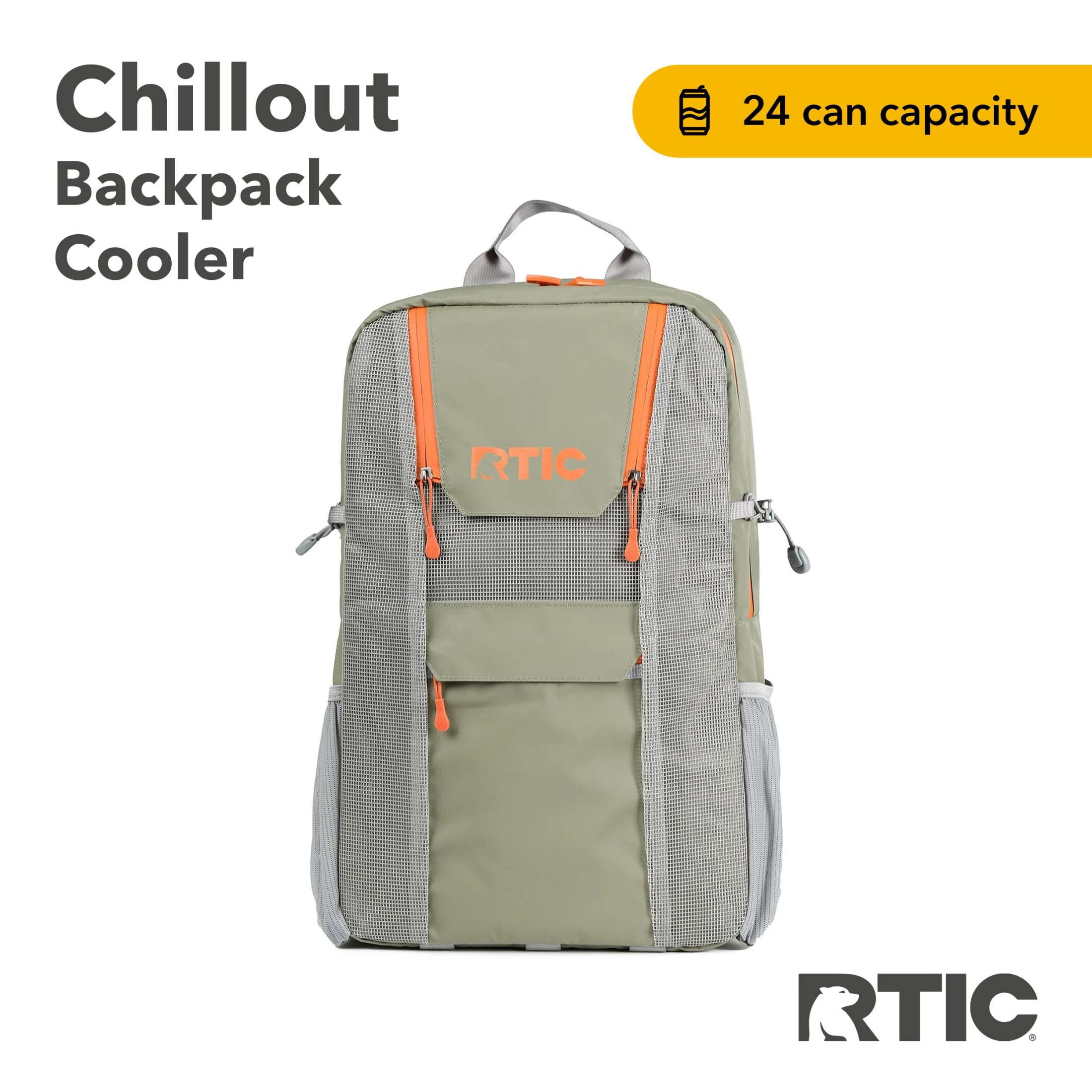 RTIC 24 Can Chillout Backpack Cooler, 2-in-1 Insulated with Extra Pockets, Olive/Burnt Orange