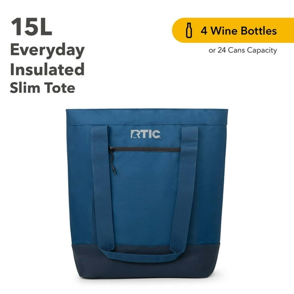 RTIC Everyday Insulated Slim Tote Bag, 15 Ltr Cooler Bag, Leak-Free Interior,  Navy