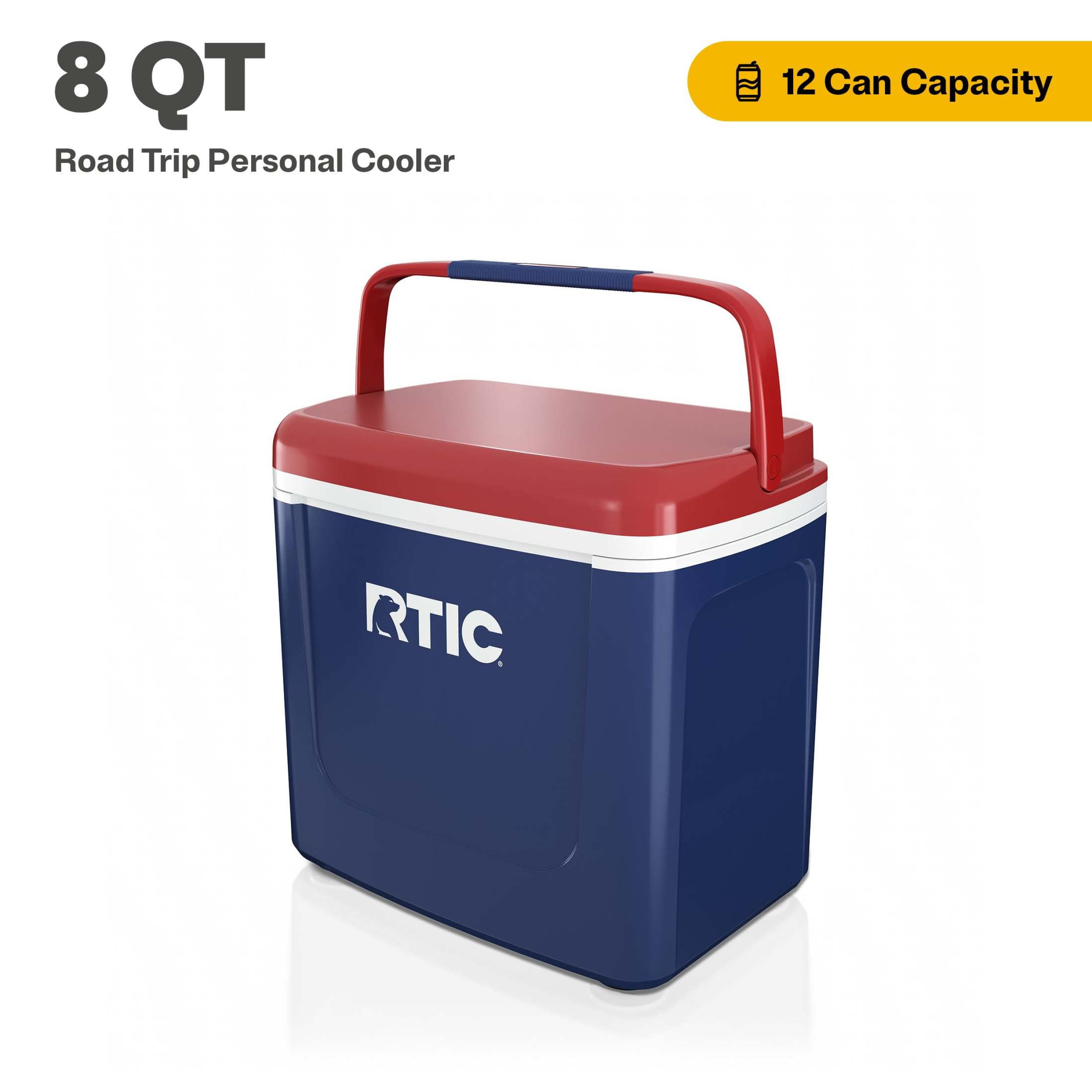 RTIC Road Trip Personal Cooler, 8 QT, 12 Can Hard-Sided Ice Chest Cooler, Patriot