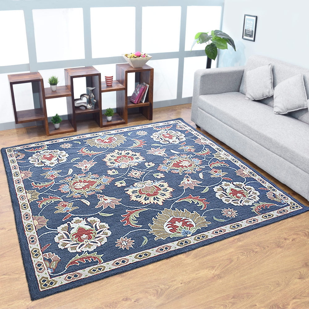 Rugsotic Carpets Hand Tufted Wool Eco-Friendly Area Rugs - 10'x10', Square, Charcoal, Modern Contemporary Design, High Pile Handmade Anti Skid Rugs for Living Room, Bed Room (K00659)