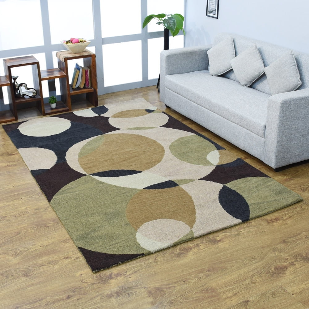 Rugsotic Carpets Hand Tufted Wool Eco-Friendly Area Rugs - 8'x10', Rectangle, Multicolor, Modern Contemporary Design, High Pile Handmade Anti Skid Rugs for Living Room, Bed Room (K00226)