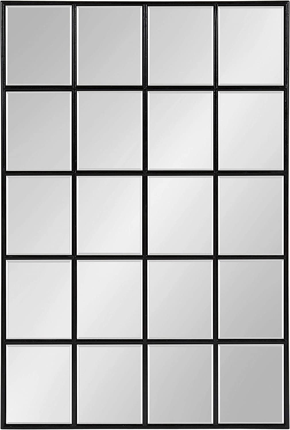 Kate and Laurel Denault Traditional Framed Windowpane Mirror, 24 x 36 Black