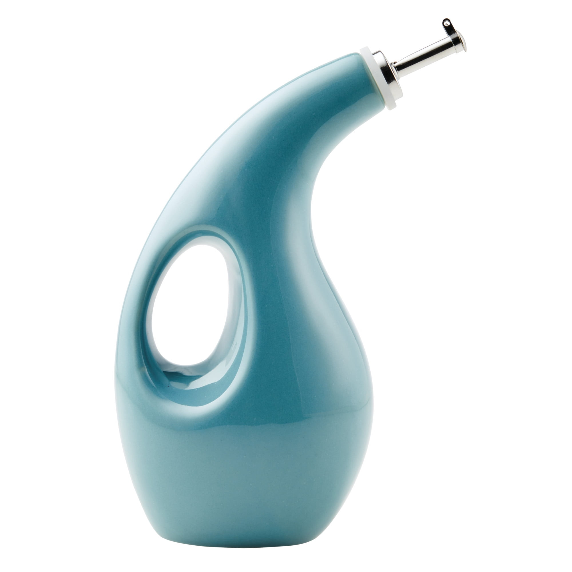 Rachael Ray Ceramic EVOO Oil and Vinegar Dispensing Bottle, 24-Ounce, Agave Blue