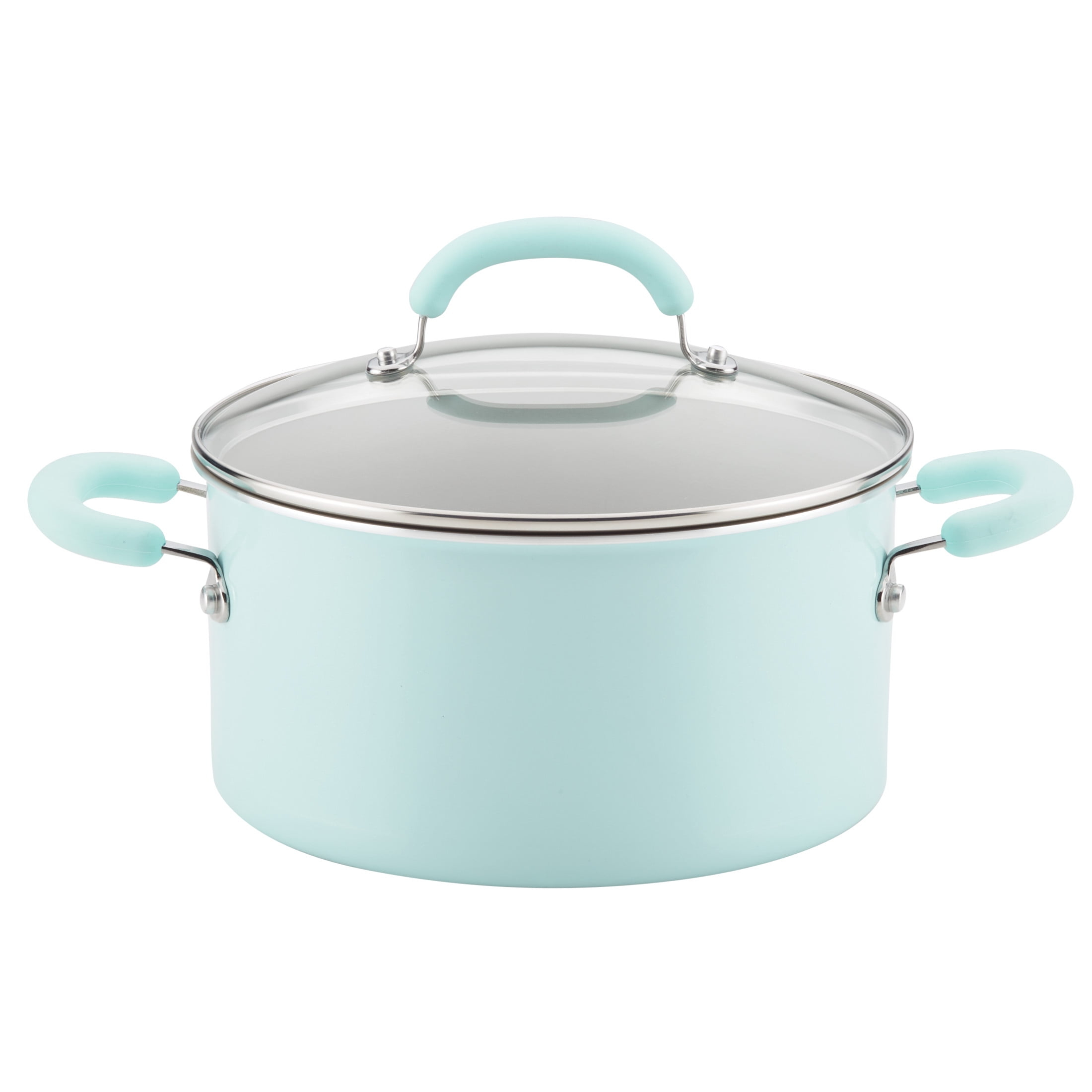 Rachael Ray Create Delicious 6 Quart Aluminum Nonstick Stockpot, Light Blue Shimmer