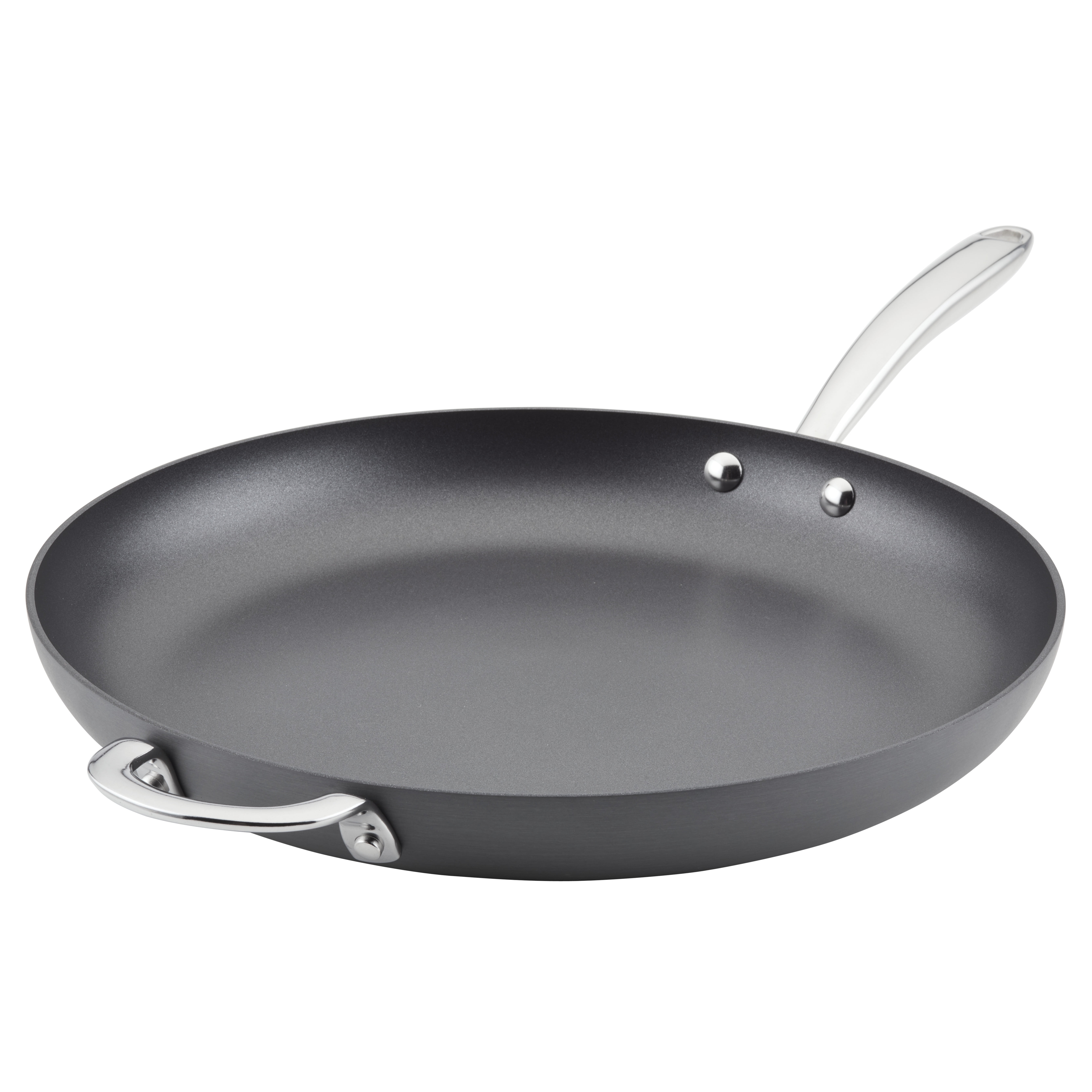 Rachael Ray Hard Anodized 14 inch Nonstick Frying Pan with Helper Handle, Gray