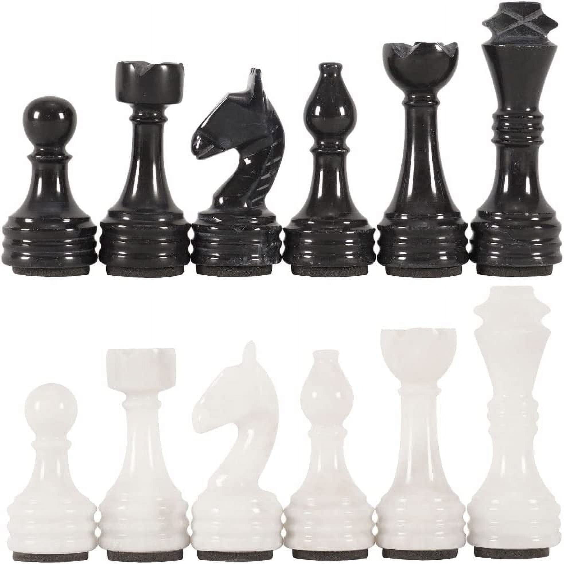 Radicaln Marble Chess Pieces Black & White 3.5" King Figures Handmade 32 Chess Figures Family Games
