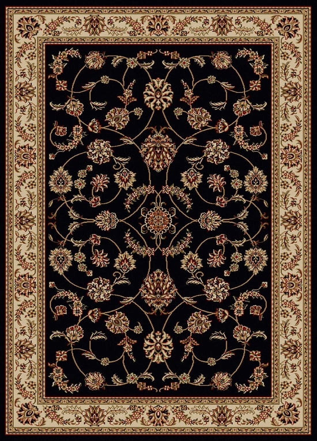 Radici Usa Como Area Rug 1596 Black Italian Bordered 5' 5" x 7' 7" Rectangle