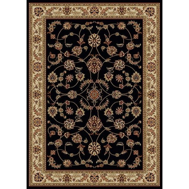 Radici Usa Como Area Rug 1596 Black Italian Bordered 5' 5" x 7' 7" Rectangle