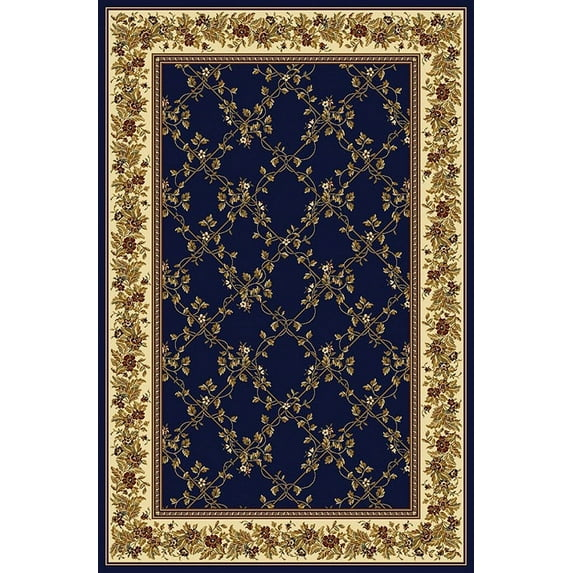 Radici Usa Noble Area Rug 1427 Navy Blue Floral Country 2' 2" x 8' Rectangle
