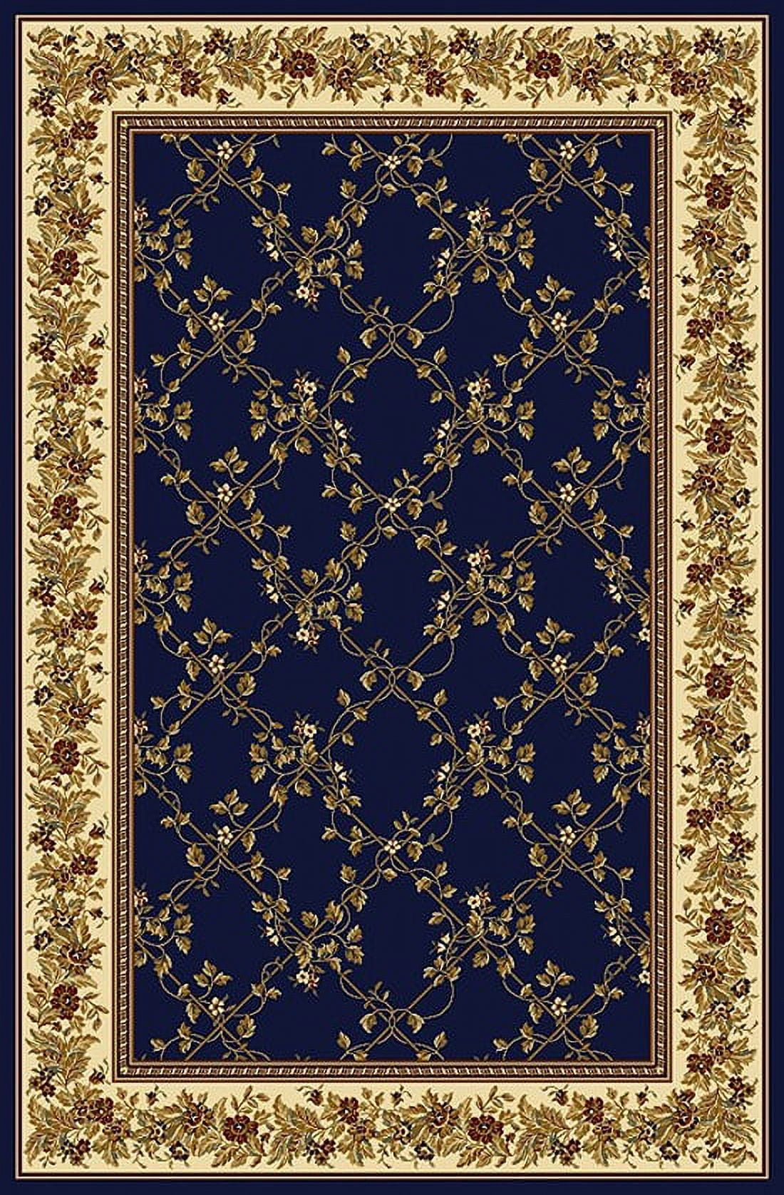 Radici Usa Noble Area Rug 1427 Navy Blue Floral Country 3' 3" x 5' 4" Rectangle