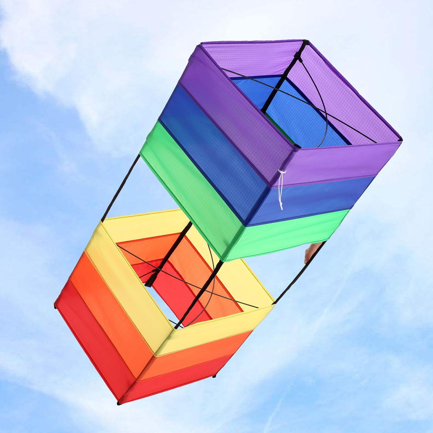 Rainbows Rectangle Box Kite for Kids and Adults Outdoor Games