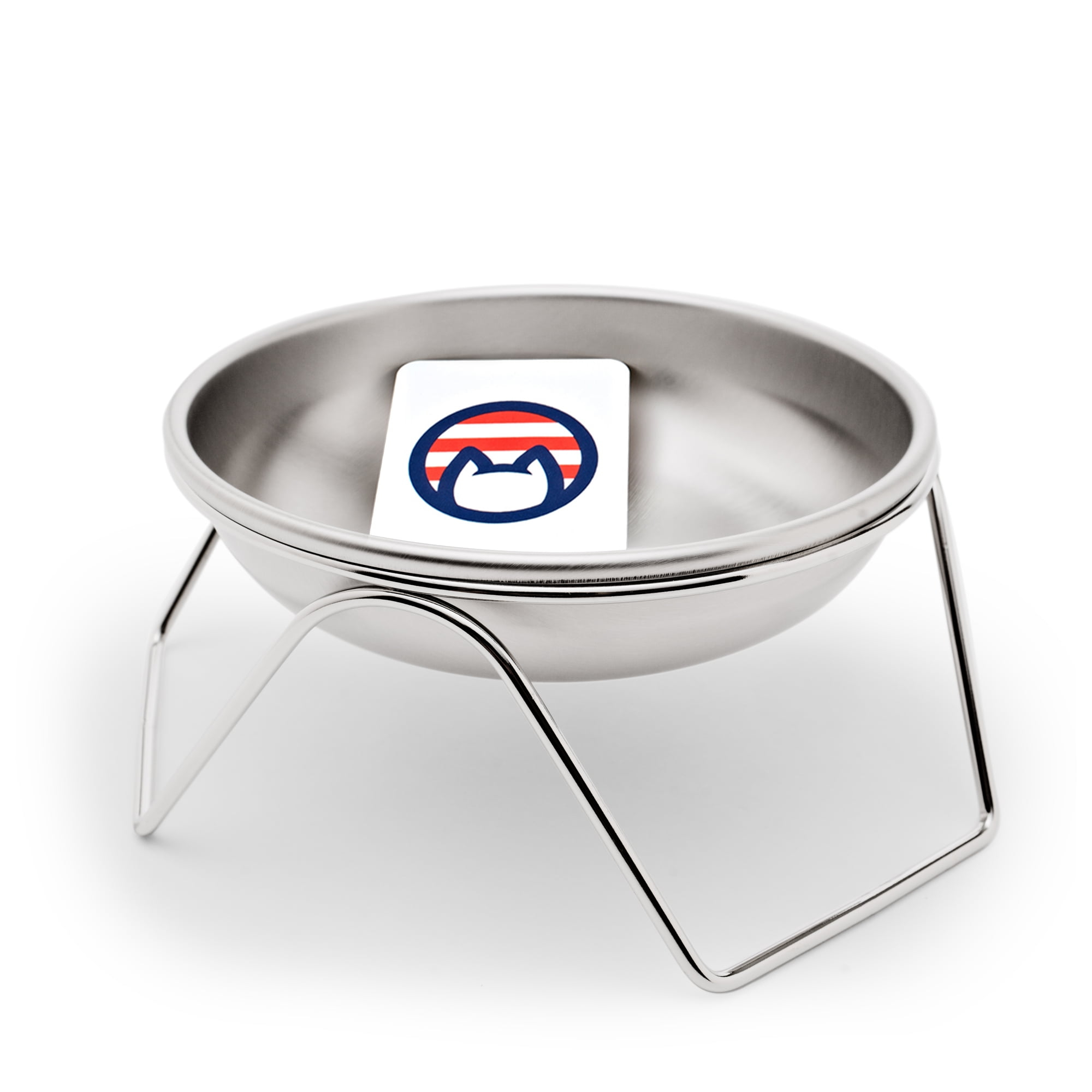 Raised Cat Bowl Stand for Food & Water by Americat – Made in USA – Stainless Steel, Spill-Proof Elevated Feeder, Dishwasher Safe, Human Grade, Whisker Friendly