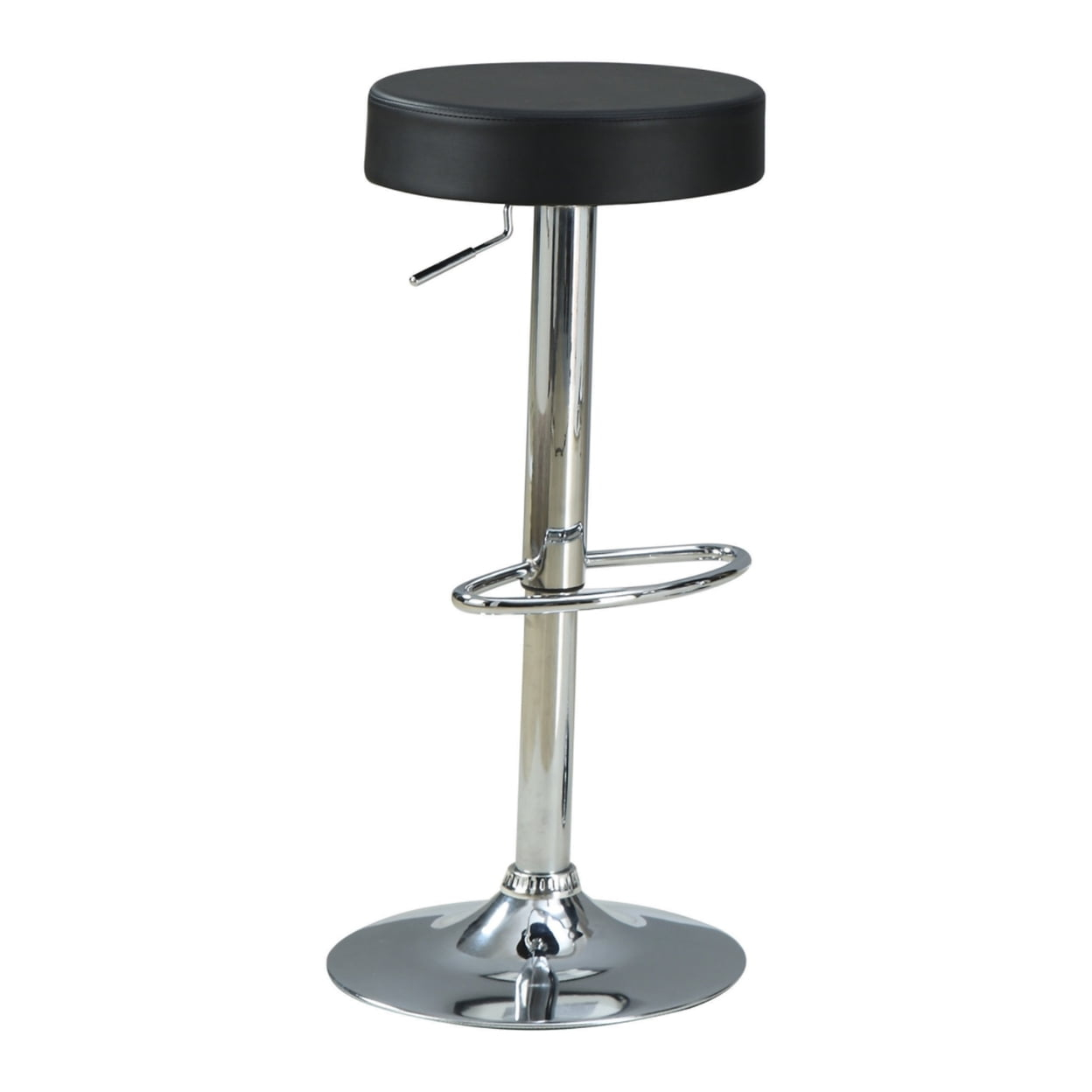 Coaster Contemporary Faux Leather Round Adjustable Bar Stool in Black