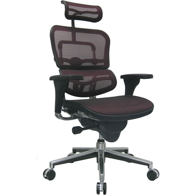 Raynor Eurotech Ergo Human High Back Managers Chair with Headrest and Mesh Plum Red ME7ERG-Red(N)