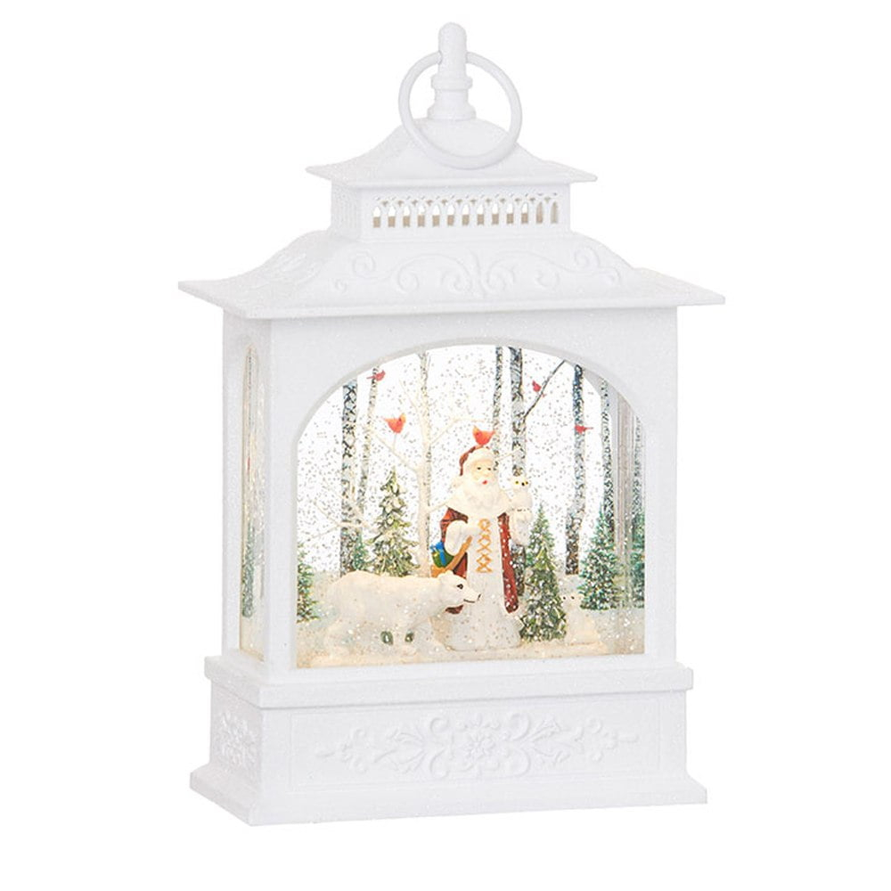 Raz Imports 11" Woodland Santa and Polar Bear Lighted Water Lantern