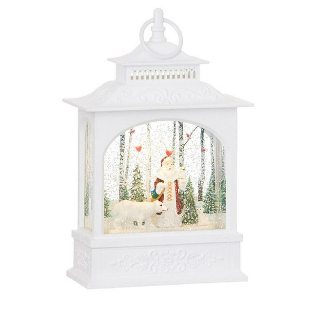 Raz Imports 11" Woodland Santa and Polar Bear Lighted Water Lantern