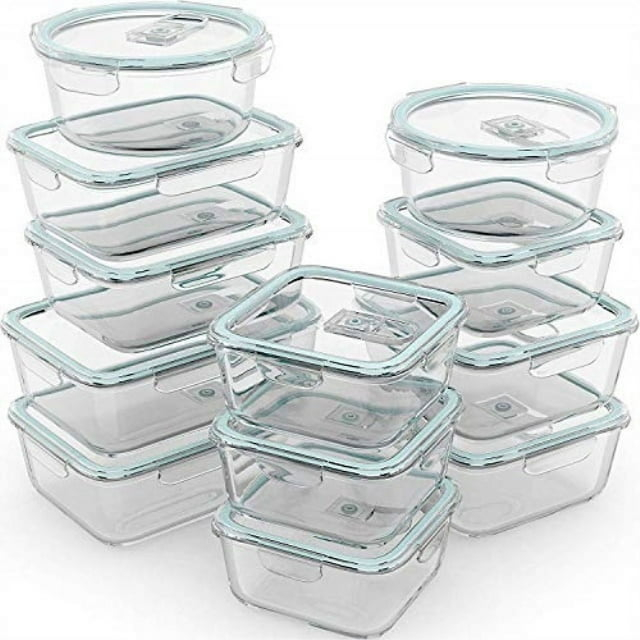 Razab 24 Pcs Glass Food Storage Containers with Lids, Bpa Free, Leakproof Meal Prep Container for Food and Vegetable Storage