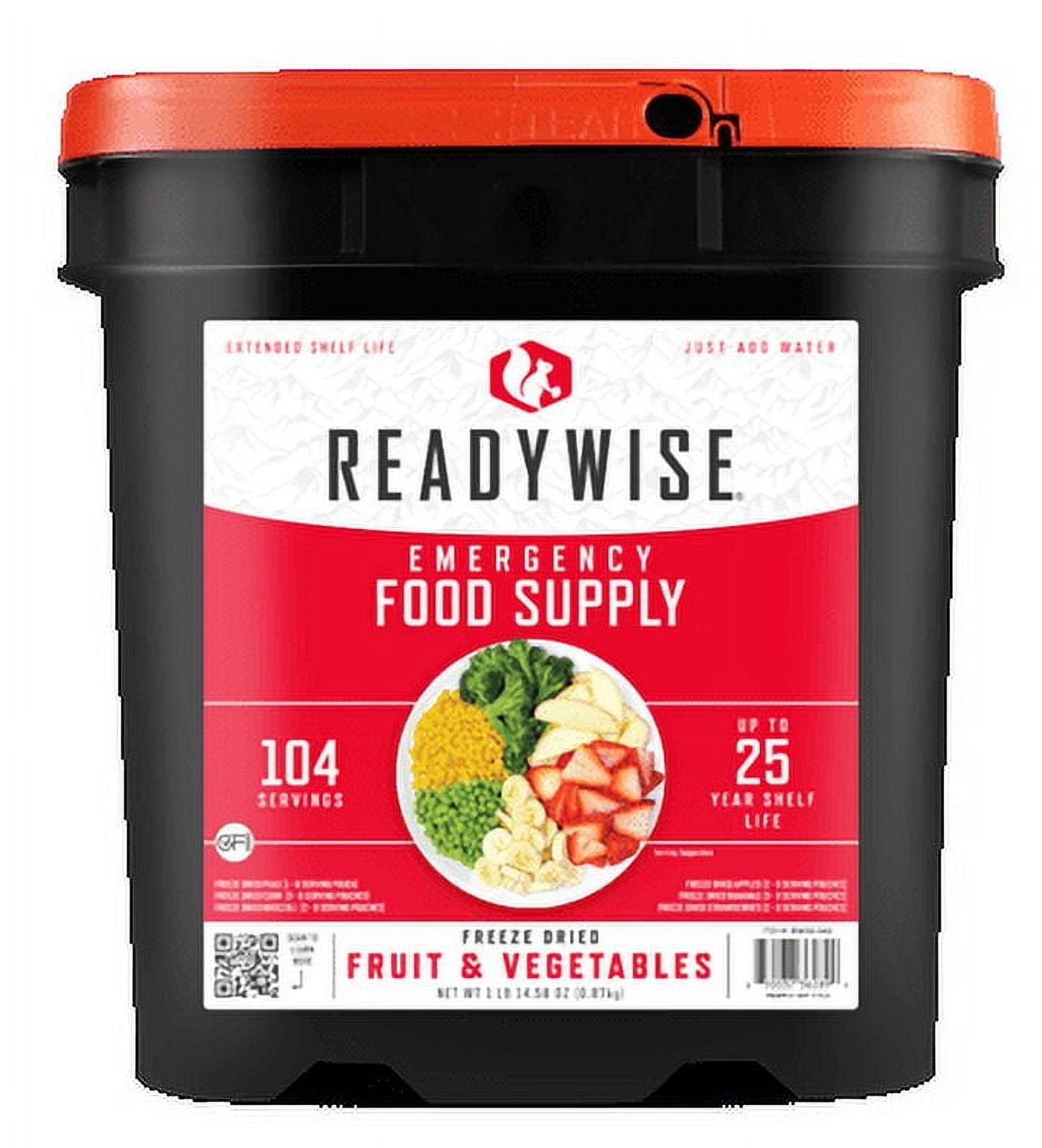 ReadyWise Freeze Dried Fruit & Vegetable Bulk Storage, 104 Servings, Long Term Food for Emergency Preparedness, 25-Year