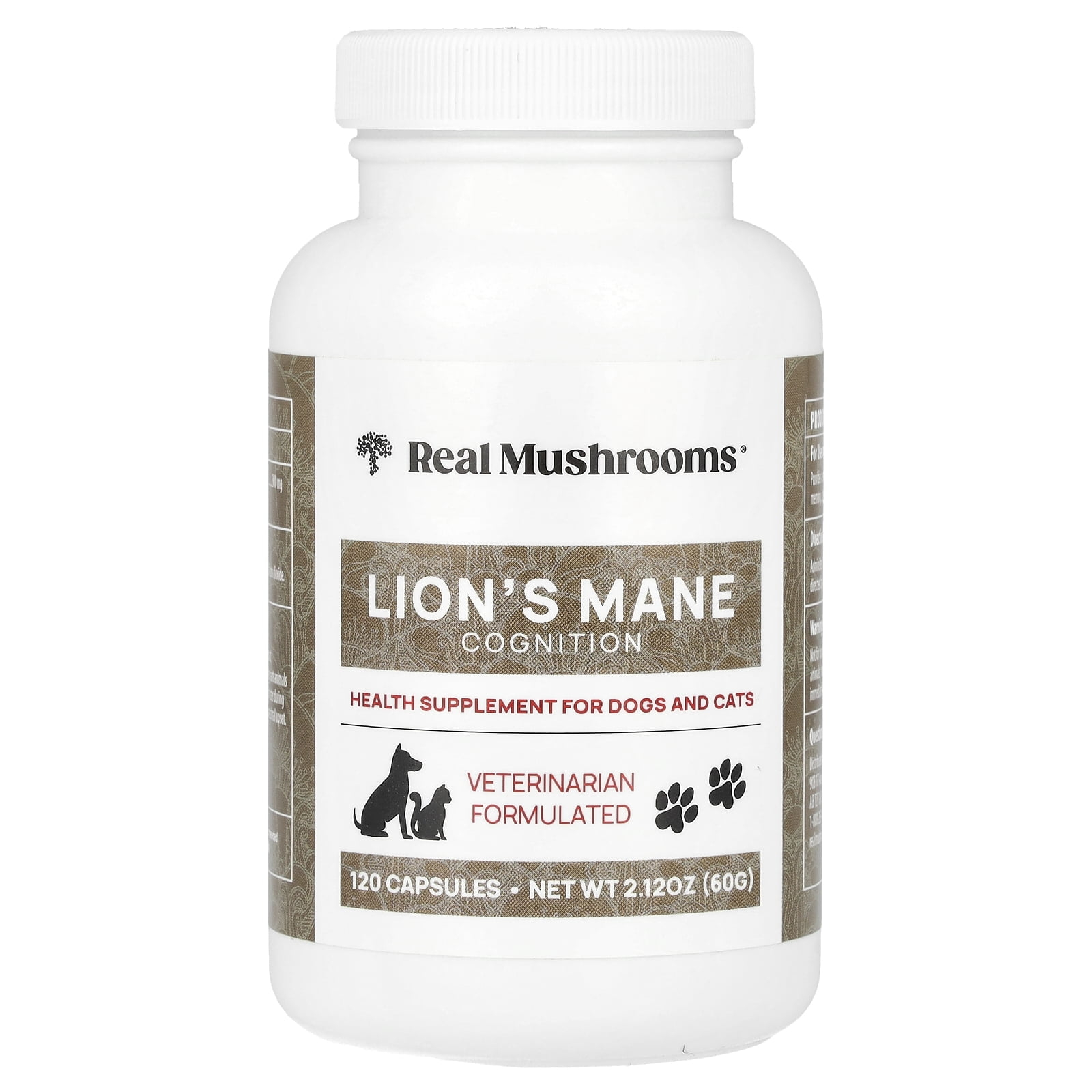 Real Mushrooms Lion's Mane, For Dogs and Cats, 120 Capsules