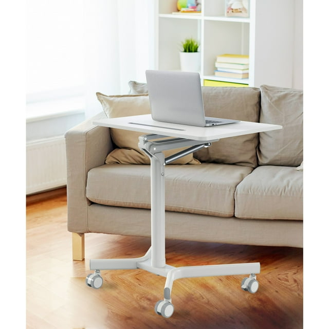 Realspace® 28"W Mobile Sit-to-Stand Compact Desk/Laptop Cart Workstation, 28-3/4"H x 28"W x 22-1/16"D, White