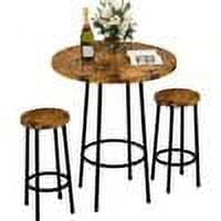 Recaceik 3 Piece Pub Dining Set, Modern Round bar Table and Stools for 2 Kitchen Counter Height Wood Top Bistro Easy Assemble for Breakfast Nook Living Room Small Space Restaurant, Rustic Brown
