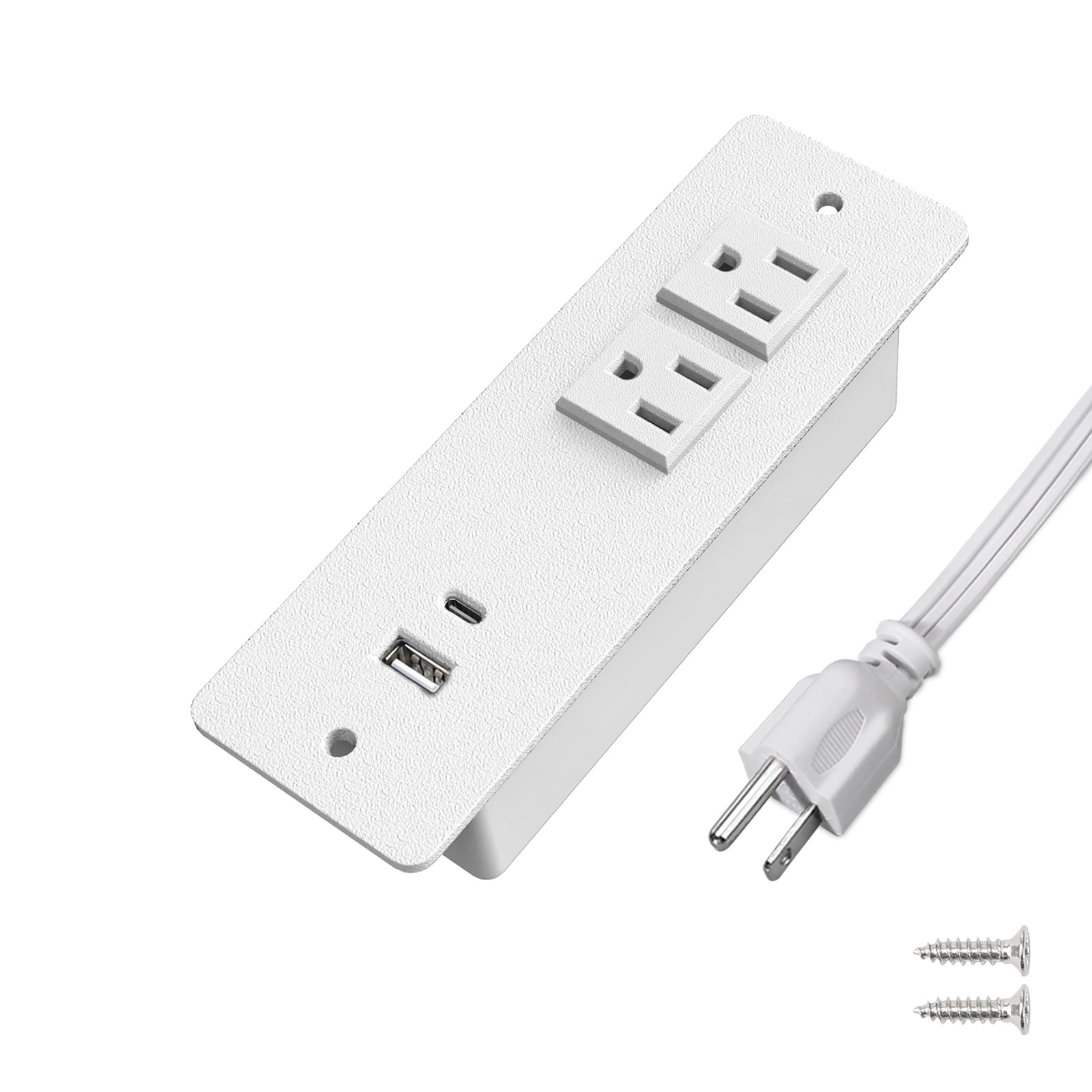 Recessed Power Strip with USB C 20W PD, Conference Flush Mount Desk Outlets Bulit-in Power Socket for Cabinet Nightstand Counter