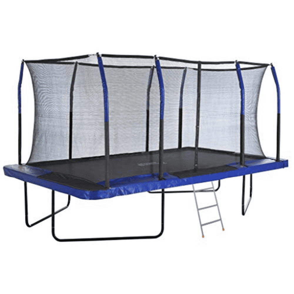 Machrus Upper Bounce 8' x 14' Rectangular Trampoline with Enclosure – Safe Indoor/Outdoor Trampoline for Kids, Toddlers & Adults – Fun & Fitness Trampoline – Blue/Black