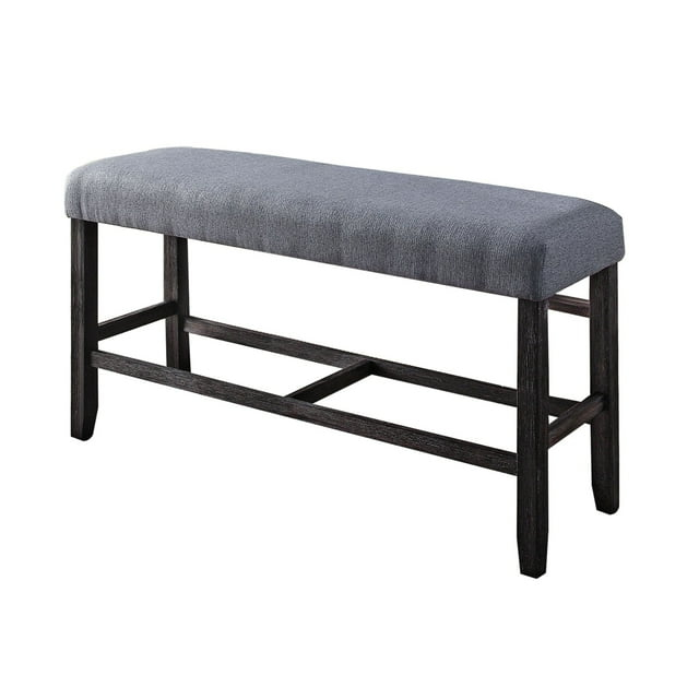 Rectangular Fabric Counter Height Bench with Padded Seat Brown and Blue - Saltoro Sherpi